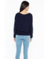 ფოტო #3 პროდუქტის Women's 100% Pure Cashmere Horizontal Rib Boatneck Raglan Sweater