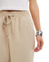 River Island Petite wide leg jogger trouser with side stripe in beige