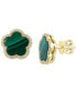 ფოტო #1 პროდუქტის EFFY® Malachite & Diamond (1/5 ct. t.w.) Flower Stud Earrings in 14k Gold