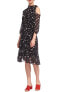 Фото #2 товара Whistles 156292 Women's Tulip Print Tie Neck Dress 3/4 Sleeve Black Sz. 12 US