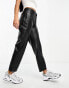 Mango cropped faux leather cigarette trousers in black 36 - фото #8