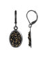 Фото #1 товара Women's Black Tone and Gold Tone Oval Drop Earrings