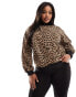 Threadbare Plus Ski printed sweater in leopard