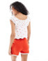 ASOS DESIGN ditsy strawberry milkmaid top in white