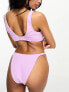 Peek & Beau Exclusive rib high leg bikini bottom in lilac