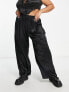 Фото #4 товара Yours wide leg satin trouser in black