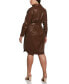 Фото #2 товара Платье женское Ella Rafaella Plus Size Faux Leather Long Sleeve Shirtdress
