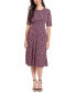 ფოტო #1 პროდუქტის Petite Printed Short-Sleeve Midi Dress