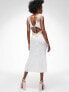 Фото #5 товара ASOS DESIGN soft slip midi dress with contrast lace and tie back detail in white