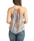 ფოტო #2 პროდუქტის Juniors' Printed V-Neck Handkerchief-Hem Satin Top