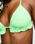 River Island frill triangle bikini top in bright green