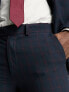 Фото #2 товара ASOS DESIGN slim mix and match suit trousers in navy and burgundy grid check