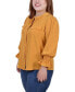 ფოტო #3 პროდუქტის Plus Size Long Sleeve Y Neck Blouse