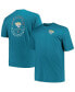 Фото #1 товара Men's Teal Distressed Jacksonville Jaguars Big and Tall Two-Hit Throwback T-shirt
