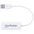 Manhattan USB 2.0 Fast Ethernet Adapter - 10/100 Mbps Fast Ethernet - Hi-Speed USB 2.0 - USB 2.0 - RJ-45 - Male connector / Female connector - White
