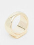 Topshop blue stone etched signet ring in gold