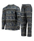 ფოტო #1 პროდუქტის Men's Charcoal UCF Knights Ugly Sweater Long Sleeve T-shirt and Pants Sleep Set