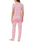 ფოტო #20 პროდუქტის Women's Printed Short Sleeve Tunic with Pant Pajama Set