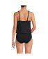 Women's Chlorine Resistant One Piece Scoop Neck Fauxkini Swimsuit