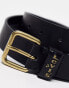 Levi's Calypso leather belt in black with gold buckle Normal/Schwarz, 90 см - фото #8