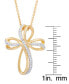 Фото #2 товара Macy's two Tone Diamond Accent Ribbon Cross Pendant 18" Necklace