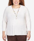 Фото #1 товара Plus Size Autumn Weekend Solid Texture Split Hem Sweater with Necklace