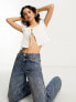 Glamorous milkmaid split hem top in off white