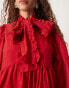 Sister Jane bow shirt midaxi dress in red