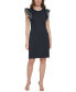 Women's Mini-Quilted Jacquard Flutter-Sleeve Dress