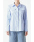 ფოტო #1 პროდუქტის Women's Power Shoulder Striped Shirt