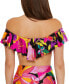 ფოტო #2 პროდუქტის Women's Solar Floral Ruffled Off-The-Shoulder Bikini Top
