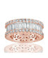 Suzy Levian Sterling Silver Cubic Zirconia White Baguette and Round Wide Eternity Band Ring