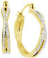 ფოტო #1 პროდუქტის Crystal Small Crossover Hoop Earrings, 0.95" in Silver Plate or Gold Plate