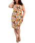 Фото #1 товара Plus Size Printed Faux-Wrap Sheath Dress