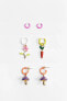 PACK OF ENAMELLED CHARM EARRINGS