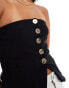 Фото #7 товара ASOS DESIGN gold button front rib bandeau top in black