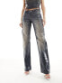 Фото #9 товара Weekday Arrow co-ord wax coated low waist regular fit straight leg jeans in washed blue