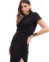 Фото #2 товара Nobody's Child Premium Katty one shoulder midi dress in black