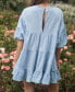 Фото #2 товара Women's Light Blue Ruffled Puff Sleeve Mini Beach Dress