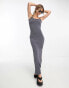 Фото #1 товара Stradivarius second skin cami maxi dress in charcoal