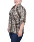 Фото #3 товара Plus Size 3/4 Roll Tab Rouched-Front Top