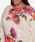 Фото #3 товара Plus Size Wine Country Women's Watercolor Floral Beaded Split Neck Sweater