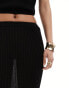 Miss Selfridge Beach knit rib maxi skirt in black