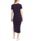 ფოტო #2 პროდუქტის Women's Striped Ribbed Midi Dress