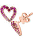 ფოტო #1 პროდუქტის EFFY® Pink Sapphire (1/4 ct. t.w) & Ruby (1/20 ct. t.w.) Ombré Heart Stud Earrings in 14k Rose Gold