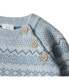 ფოტო #3 პროდუქტის Toddler 100% Cotton Jacquard Design Long Sleeve Crew Neck Sweater w/ Shoulder Buttons, Unisex