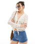 Pieces Festival lace chuck on open top in white