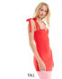 Фото #2 товара Vesper Tall tie strap notch detail midi dress in red