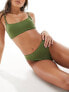 New Look wave texture highwaist brief in khaki