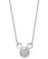 ფოტო #1 პროდუქტის Diamond Mickey Mouse Pendant Necklace (1/8 ct. t.w.) in Sterling Silver, 16" + 2" extender